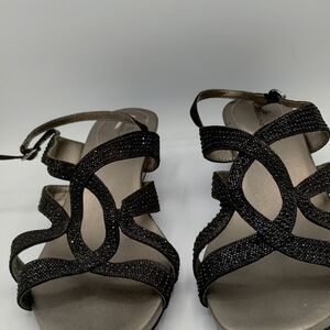 Women's black-glitter sandals